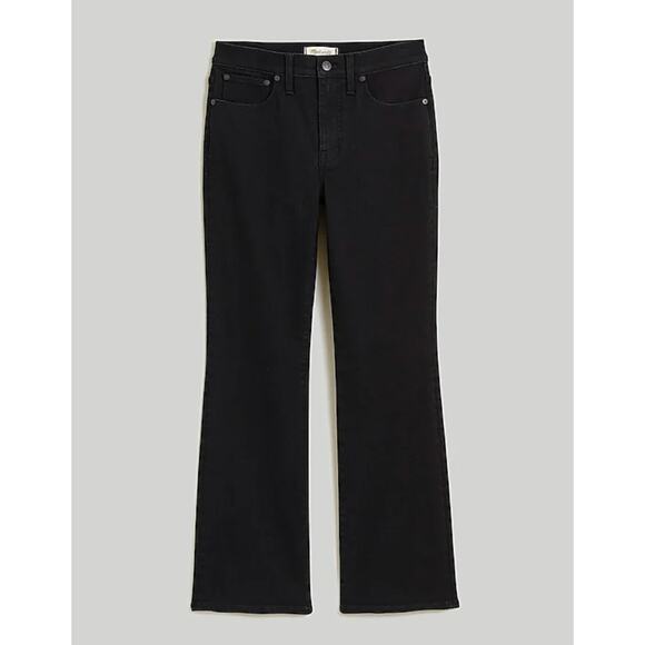 Madewell Mid Rise Kick Out Crop Jeans Black Flare Stretch Minimalist US 23 NWT - Picture 5 of 16